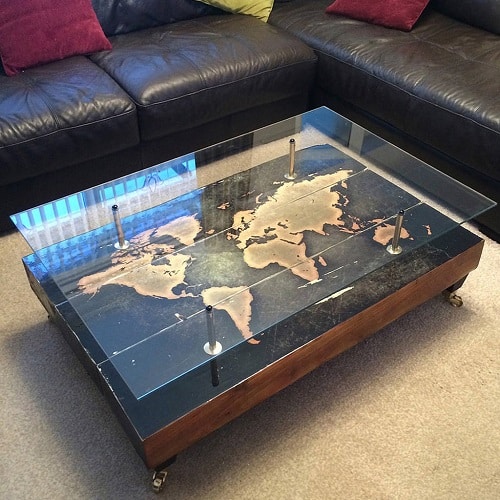 Handmade Vintage World Map Coffee Table