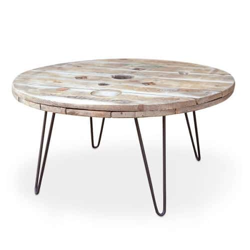 Cable Reel Coffee Table With Hairpin Legs