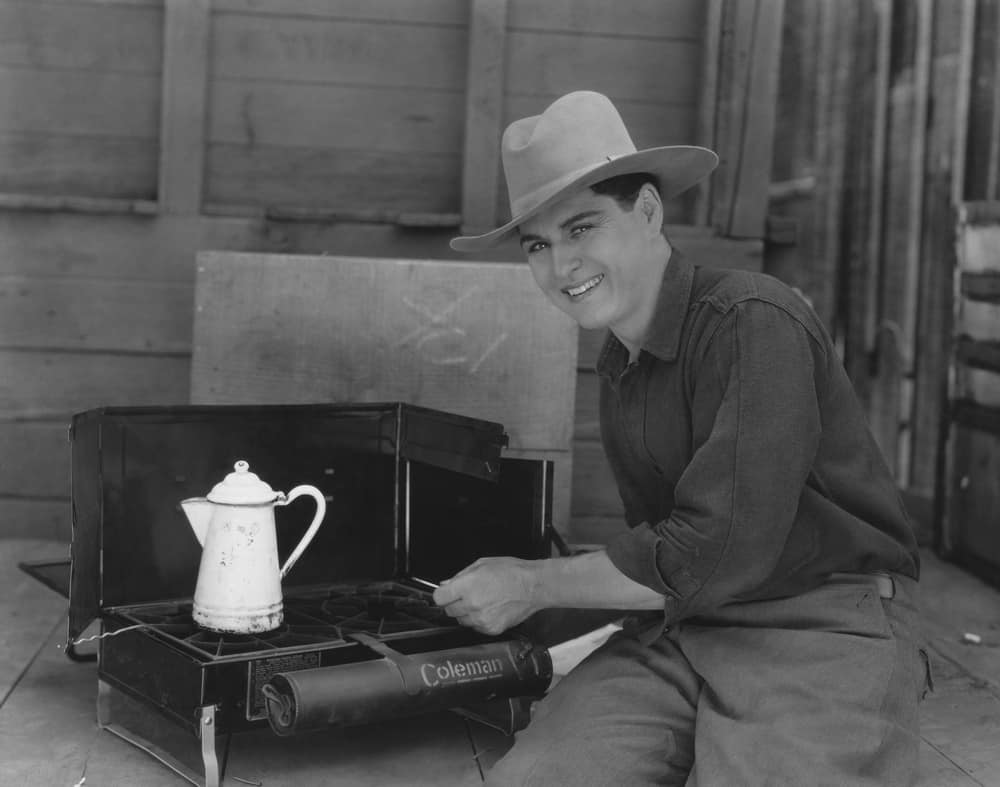 Cowboy cooking coffee
