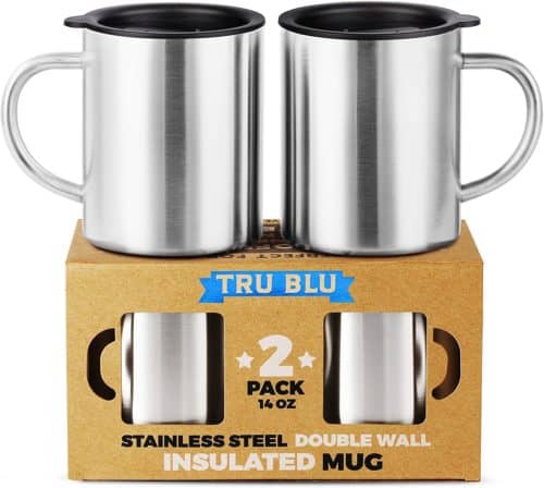 Tru Blu Stainless Steel Coffee Mug with Lid